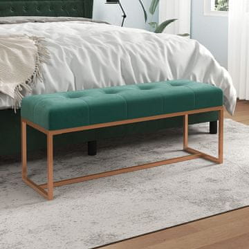 Vidaxl vidaXL Temno zelena klop 110x36x45 cm oblazinjena z žametom