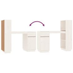 Vidaxl Pisalna miza bela 110x53x117 cm trdna borovina