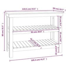 Vidaxl Delovna miza bela 110,5x50x80 cm trdna borovina