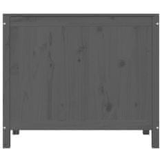 Vidaxl Zaboj za perilo siv 88,5x44x76 cm trdna borovina