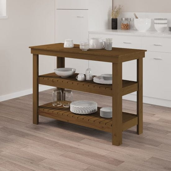 Vidaxl Delovna miza medeno rjava 110,5x50x80 cm trdna borovina