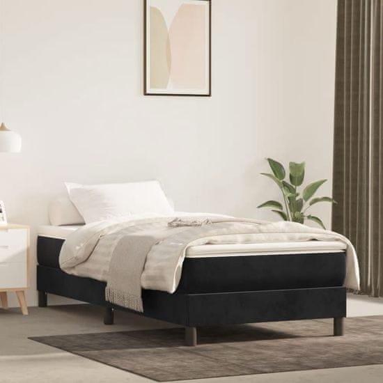 Vidaxl Box spring postelja z vzmetnico črna 100x200 cm žamet