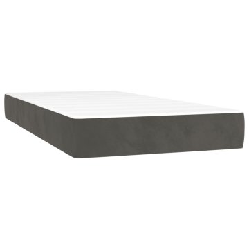 Vidaxl Vzmetnica z žepkasto vzmetjo temno siva 90x210x20 cm žamet