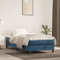 shumee vidaXL Vzmetnica z žepkasto vzmetjo temno modra 100x210x20 cm žamet