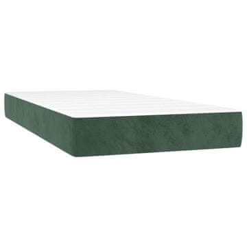 Vidaxl Vzmetnica z žepkasto vzmetjo temno zelena 100x200x20 cm žamet