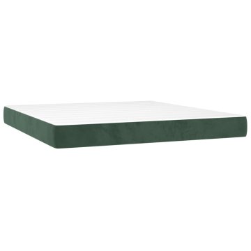 Vidaxl Vzmetnica z žepkasto vzmetjo temno zelena 160x220x20 cm žamet