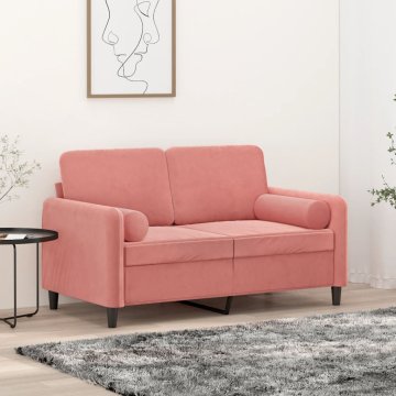 Vidaxl Okrasna blazina 2 kosa roza Ø15x50 cm žamet