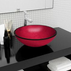 Vidaxl Umivalnik kaljeno steklo 42x14 cm rdeč