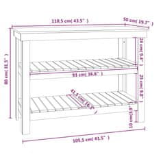 Greatstore Delovna miza 110,5x50x80 cm trdna borovina