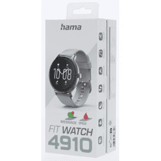 Hama Fit Watch 4910, športna ura, srčni utrip, oksimeter, kalorije, vodoodporna, siva