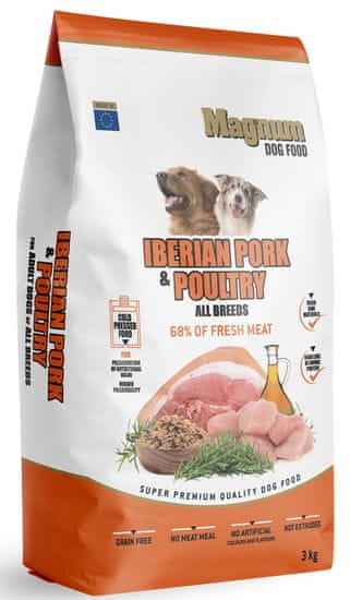 Magnum Iberian Pork & Chicken All Breed pasja hrana za vse pasme, 3 kg