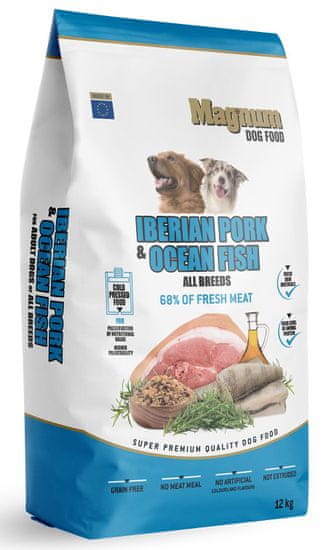 Magnum Iberian Pork & Ocean Fish All Breed pasja hrana za vse pasme, 12 kg