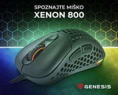 Genesis Xenon 800 gaming miška, 16000 DPI, RGB, črna