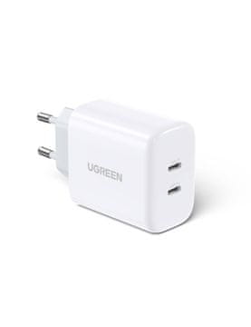 Ugreen CD243 omrežni polnilnik, 2x USB-C, 40 W (bela)