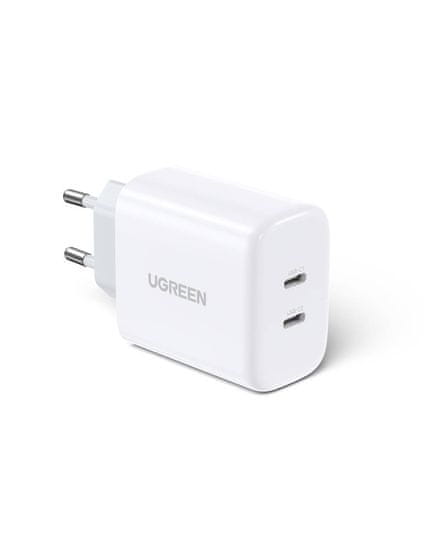Ugreen CD243 omrežni polnilnik, 2x USB-C, 40 W (bela)