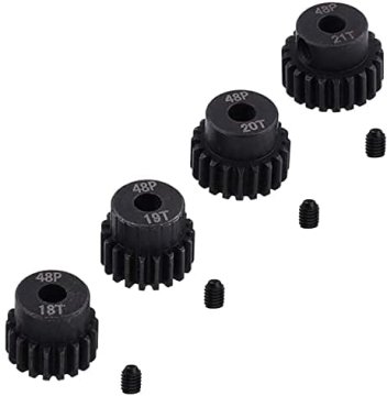 YUNIQUE GREEN-CLEAN 4 Kosi Zobniki 18T 19T 20T 21T 48DP 3,175mm Gredi Prestavni modul Pinion za brez krtača Motor 1:10 1/10 RC Pošast/Voziček/Tovornjak, Barva črna
