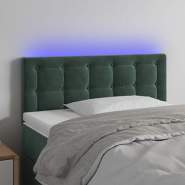 Vidaxl vidaXL Vzglavje postelje z LED diodo temno zeleno 90x5x78/88 cm žametno