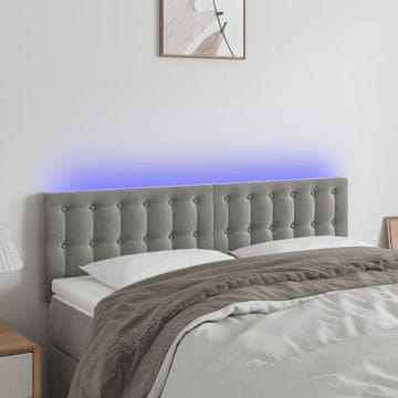 Vidaxl vidaXL Vzglavje postelje z LED svetlo sivo 144x5x78/88 cm žamet