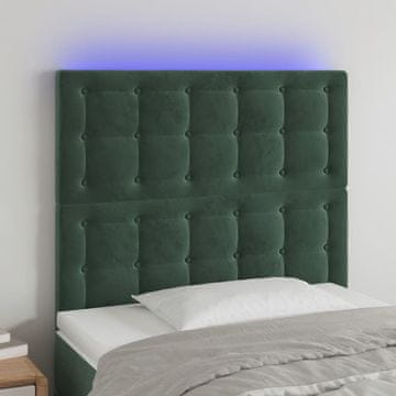 Vidaxl vidaXL Vzglavje postelje z LED diodo temno zeleno 100x5x118/128 cm