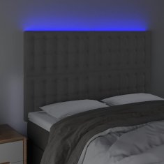 Vidaxl LED posteljno vzglavje temno sivo 144x5x118/128 cm žamet