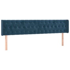 Vidaxl LED posteljno vzglavje temno modro 203x16x78/88 cm žamet