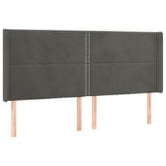 Vidaxl Box spring postelja z vzmetnico LED temno siva 180x200 cm žamet