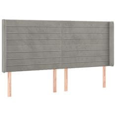Vidaxl LED posteljno vzglavje svetlo sivo 183x16x118/128 cm žamet