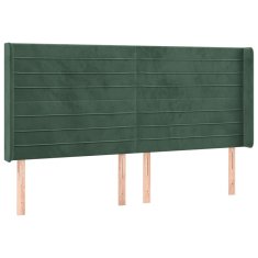 Vidaxl LED posteljno vzglavje temno zeleno 163x16x118/128 cm žamet