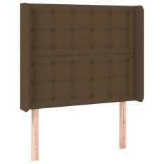 Vidaxl LED posteljno vzglavje temno rjavo 93x16x118/128 cm blago
