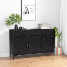 Vidaxl Komoda črna 110x35x70 cm trdna borovina
