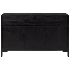 Vidaxl Komoda črna 110x35x70 cm trdna borovina