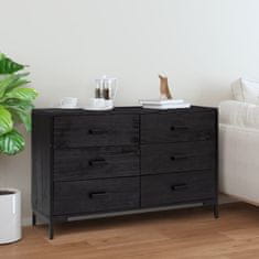 Vidaxl Komoda črna 110x35x70 cm trdna borovina