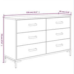 Vidaxl Komoda črna 110x35x70 cm trdna borovina
