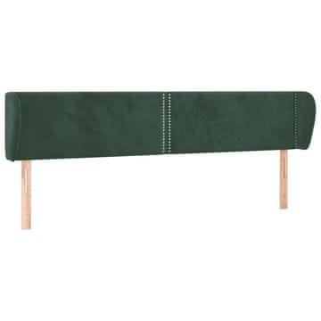 Vidaxl Vzglavje z ušesi temno zeleno 183x23x78/88 cm žamet