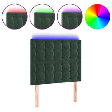 Vidaxl LED posteljno vzglavje temno zeleno 100x5x118/128 cm žamet