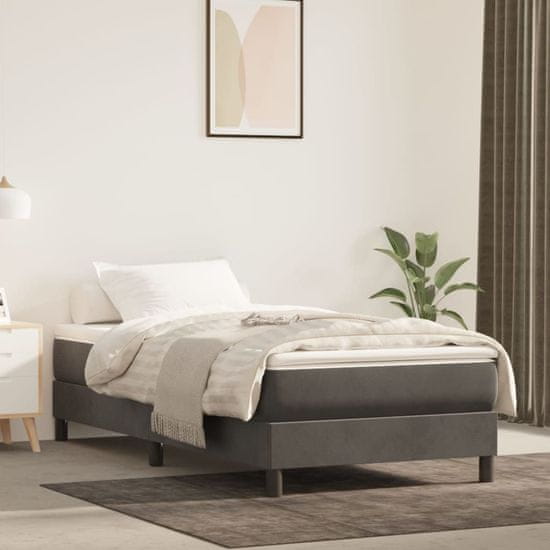 Greatstore Vzmetnica z žepkasto vzmetjo temno siva 90x190x20 cm žamet