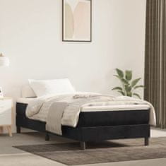 shumee vidaXL Vzmetnica z žepkasto vzmetjo črna 100x210x20 cm žamet