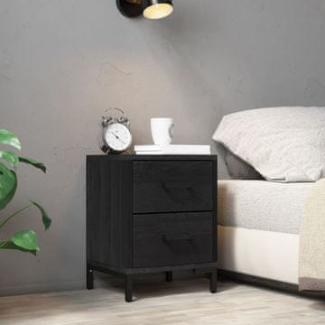 Vidaxl vidaXL Nočna omarica črna 36x30x45 cm borov les