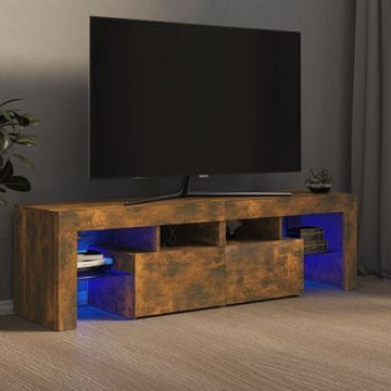 Vidaxl vidaXL TV omarica z LED osvetlitvijo, zoglenel hrast, 140x36,5x40 cm
