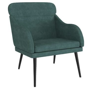 Vidaxl Fotelj temno zelen 63x76x80 cm žamet