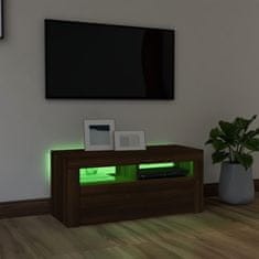 Vidaxl TV omarica z LED lučkami rjavi hrast 90x35x40 cm