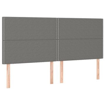 Vidaxl Vzglavje postelje temno sivo 200x5x118/128 cm blago