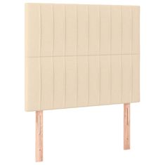 Vidaxl Box spring postelja z vzmetnico krem 90x190 cm blago