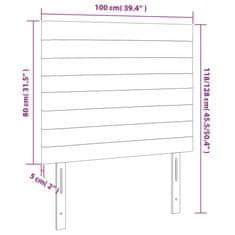 Vidaxl LED posteljno vzglavje temno sivo 100x5x118/128 cm žamet
