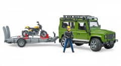 Bruder Land Rover s prikolico, motorjem in figuro Merilo: 1:16