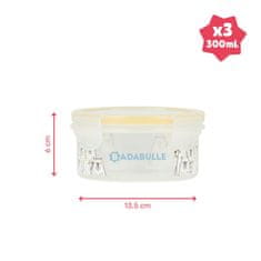 Badabulle sklede s pokrovi in sponkami MAXIBOX 3ks 300ml