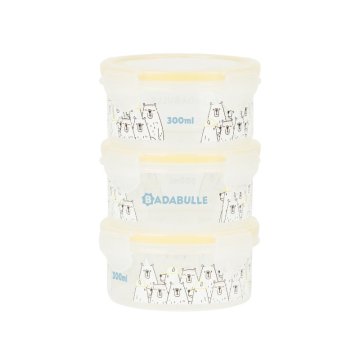 Badabulle sklede s pokrovi in sponkami MAXIBOX 3ks 300ml