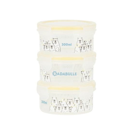 Badabulle sklede s pokrovi in sponkami MAXIBOX 3ks 300ml