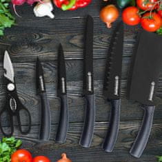 Northix Set nožev z vrtljivim stojalom, 8 delov - Carbon 