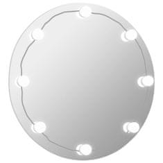 Vidaxl Stensko ogledalo brez okvirja z LED lučkami okroglo steklo